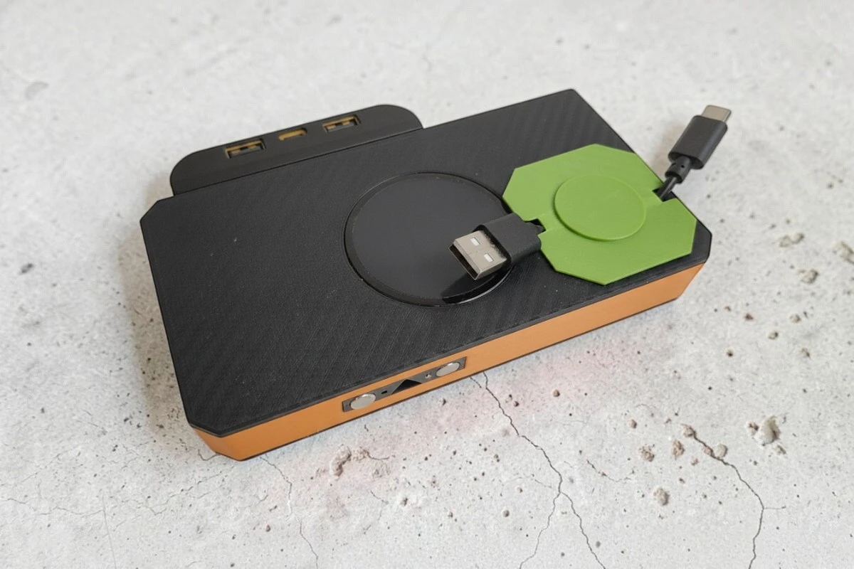The cutout can hold a cable winder, or serve as a handle