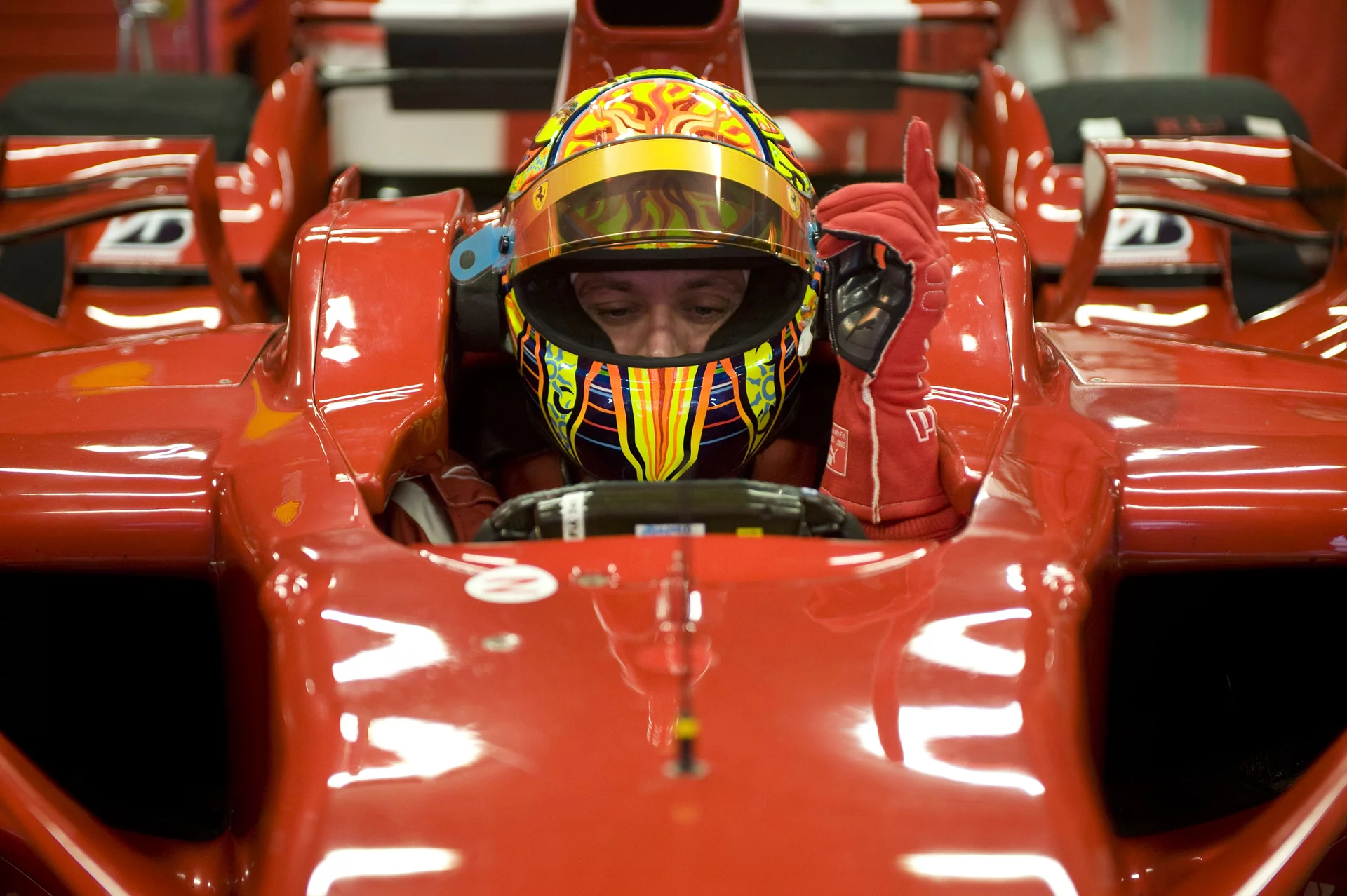 Valentino Rossi testing Ferrari F1 on January 21, 2010