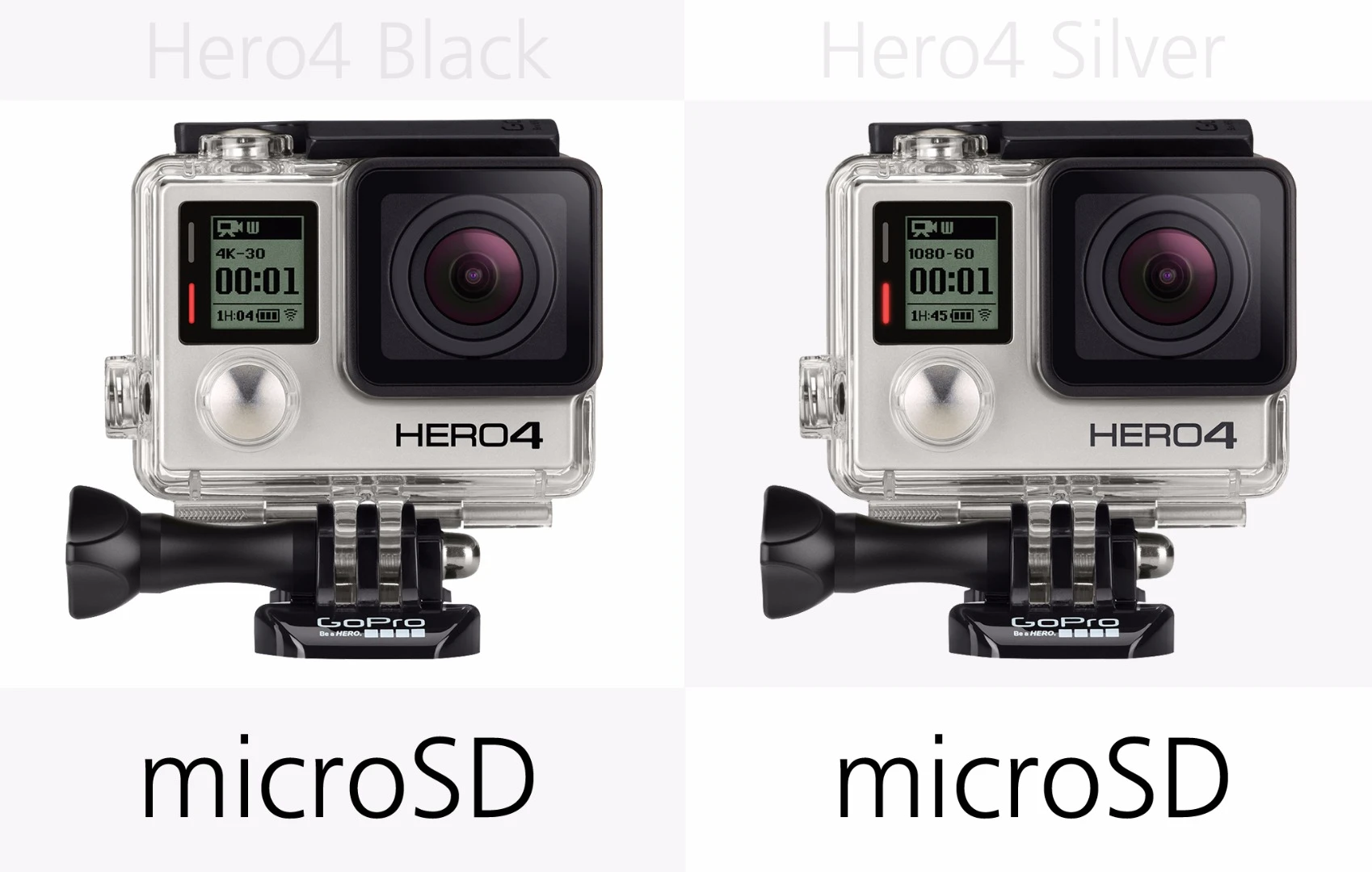 GoPro Hero4 Black and GoPro Hero4 Silver storage media