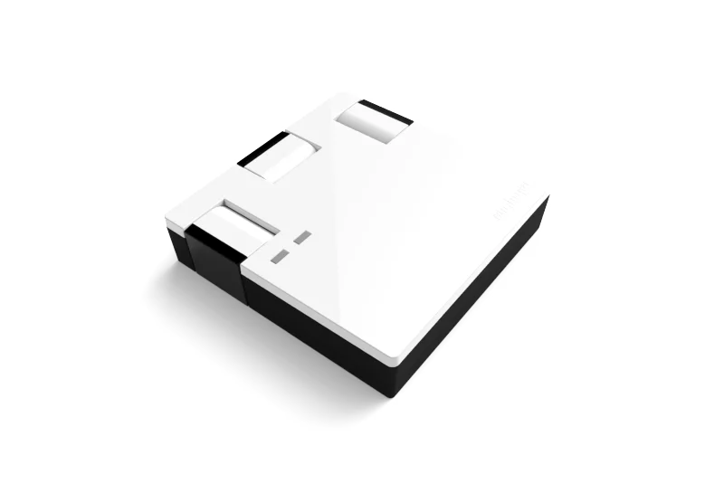 The MightyRC system is made up of a a box measuring 80 x 80 x 18 mm (3.1 x 3.1 x.7 in) and a companion smartphone app