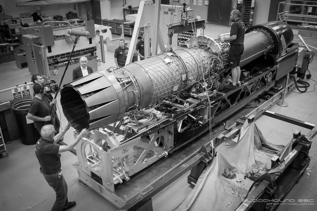 The car was initially fitted with a jet engine for this first run but an additional rocket is being developed to get it going even faster