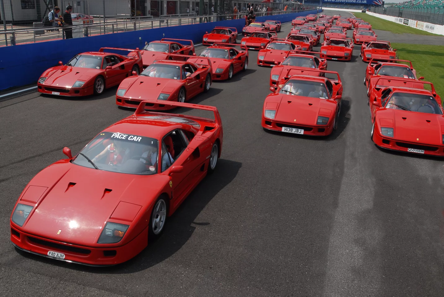 F40s at Ferrari's 20th birthday at the Silverstone Classic in 2007
