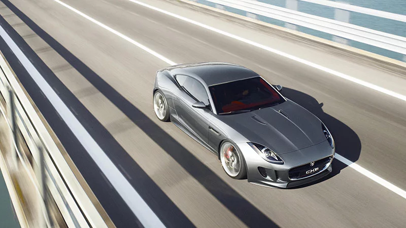 The Jaguar C-X16 production concept sports car on the road