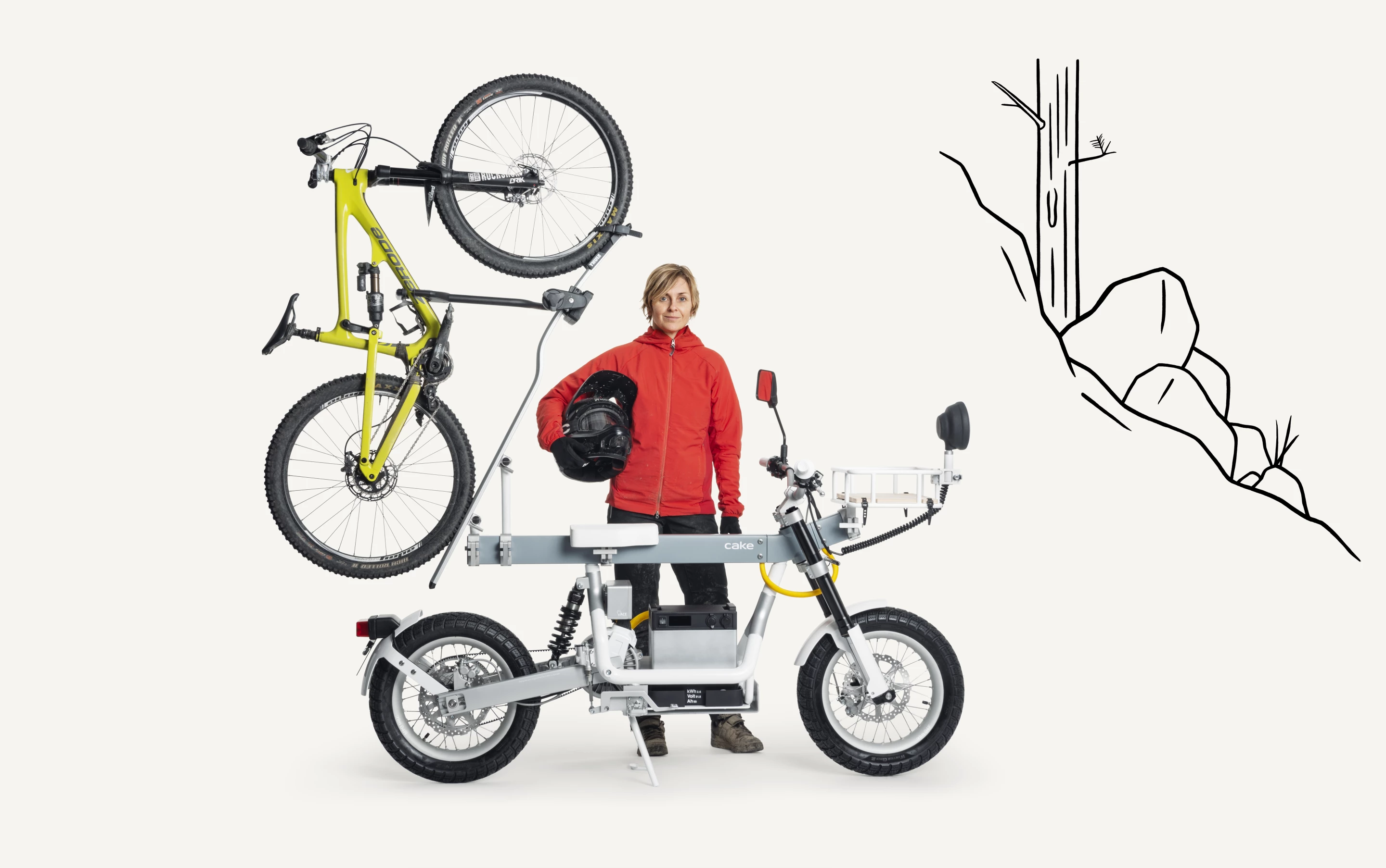 Examples of Cake Ösa configurations: bike-on-bike hauler