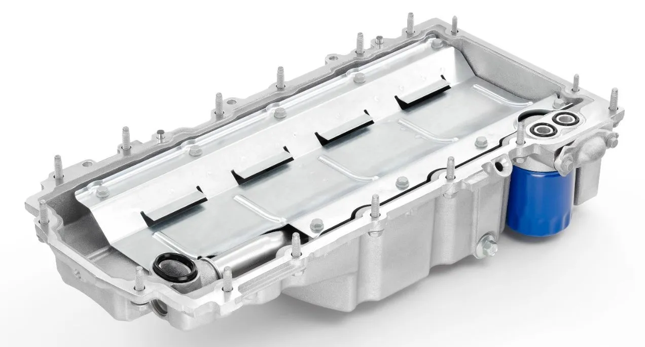 The Corvette LT1 V-8 oil pan and windage tray