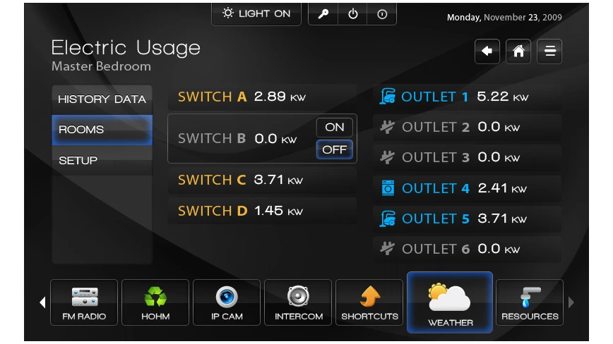 SilverSTAT 7 switch control screen