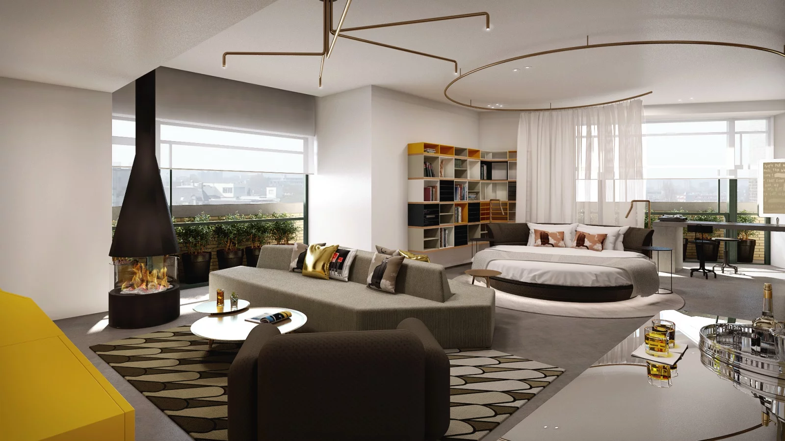 A Wow Suite with its circular bed at W Amsterdam