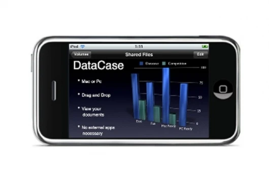 DataCase allows consumers to turn their iPhone or iPod Touch into a hand held wireless drive