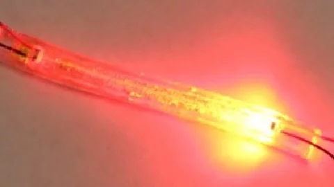 One of the new flexible sensors with its LED light source