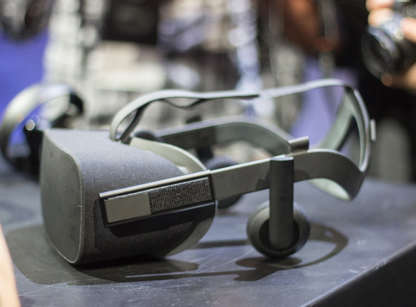 Side of the Rift, with (positional audio) headphones