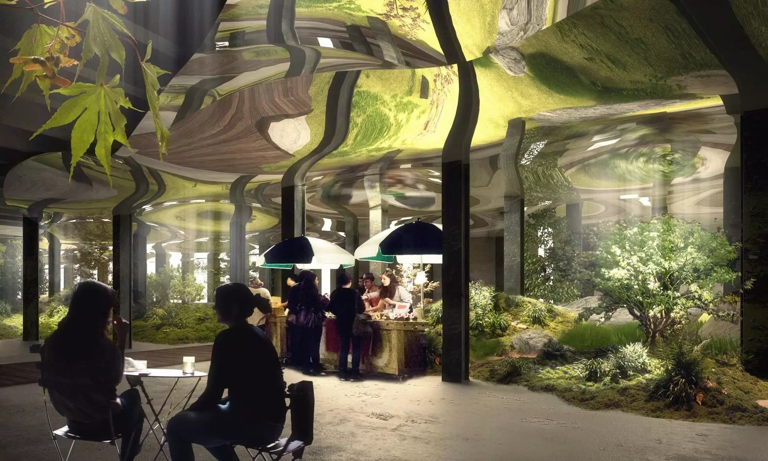 The Lowline in New York City is an ambitious proposal for an underground park. Utilizing an abandoned underground space already present the design creatively uses mirrors to enhance the spread of sunlight from above