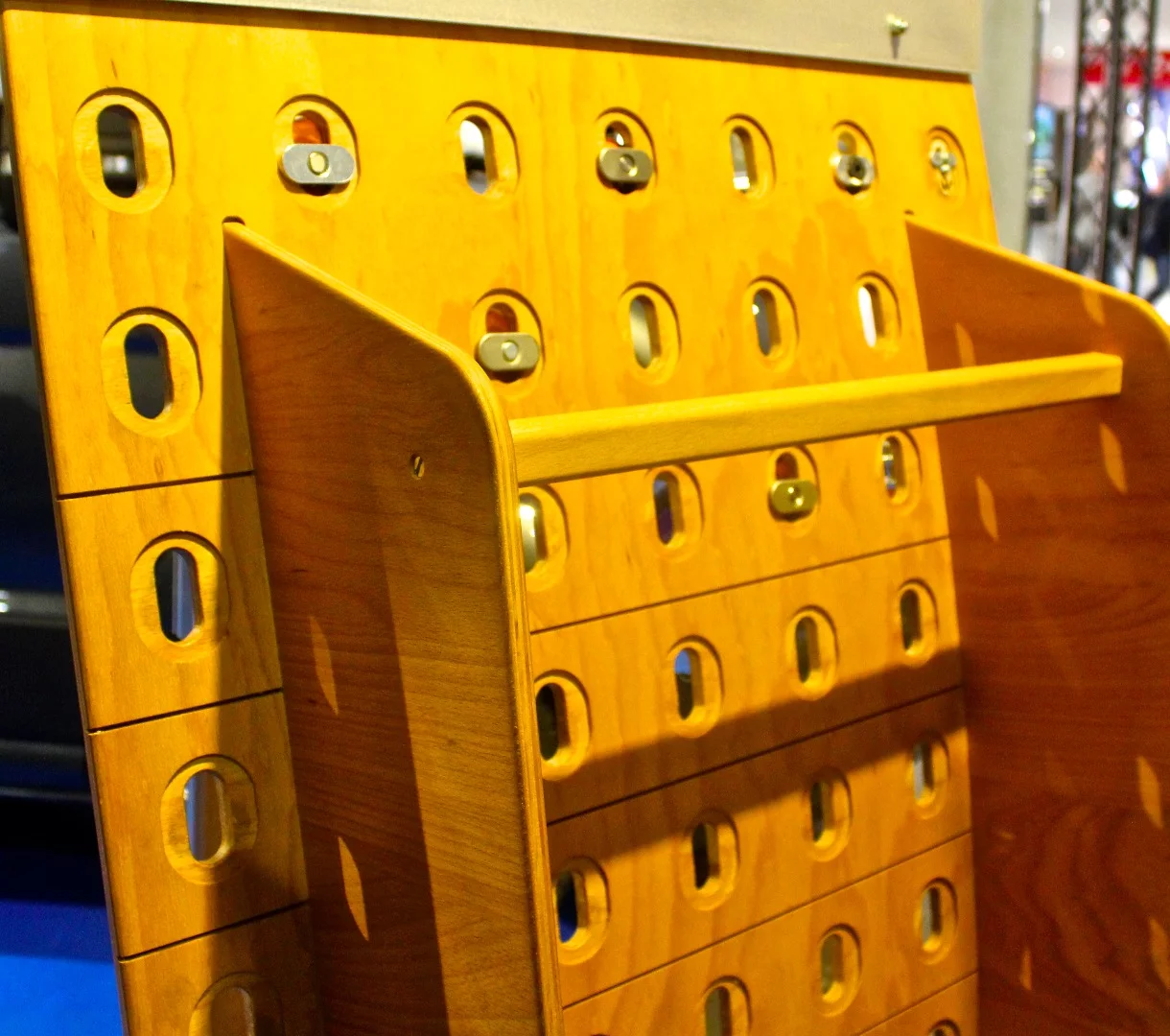 The CargoClips equipment and accessories on front are held in place by the quick-tighten nuts on back