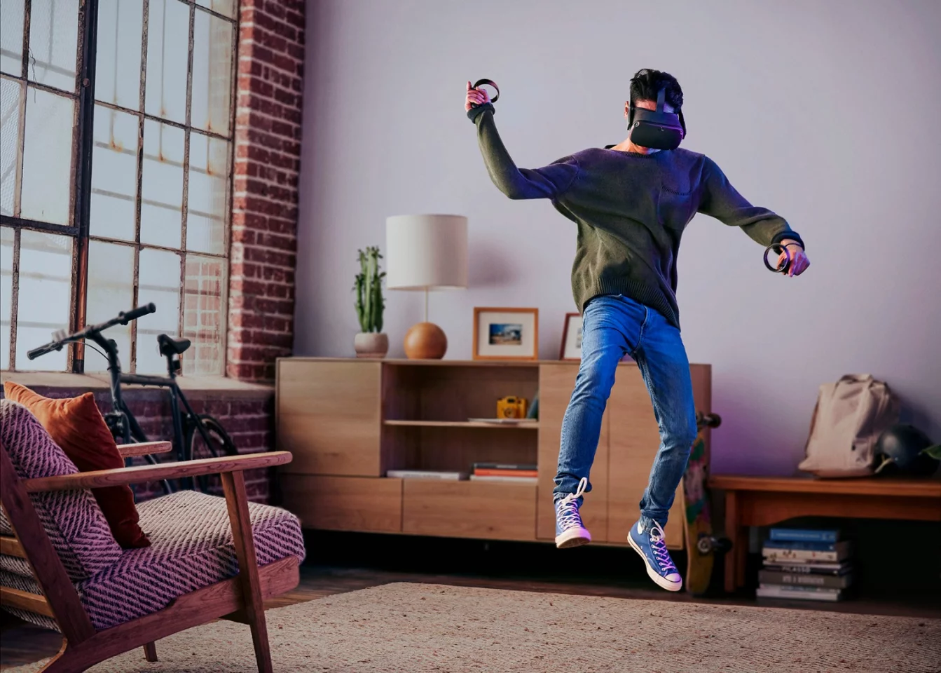 Six degrees of freedom sensors are built into the Oculus Quest to track you through space