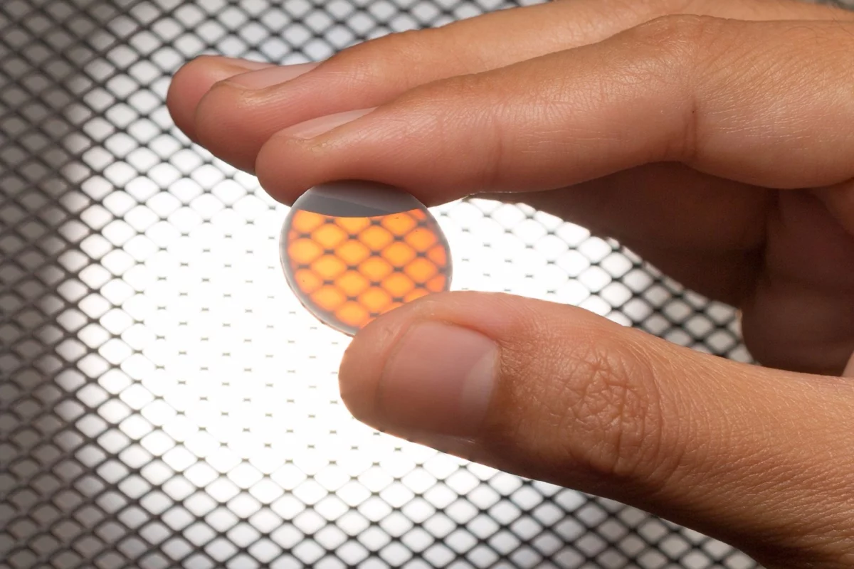 The implant is made of Yttria Stabilized Zirconia, a ceramic material
