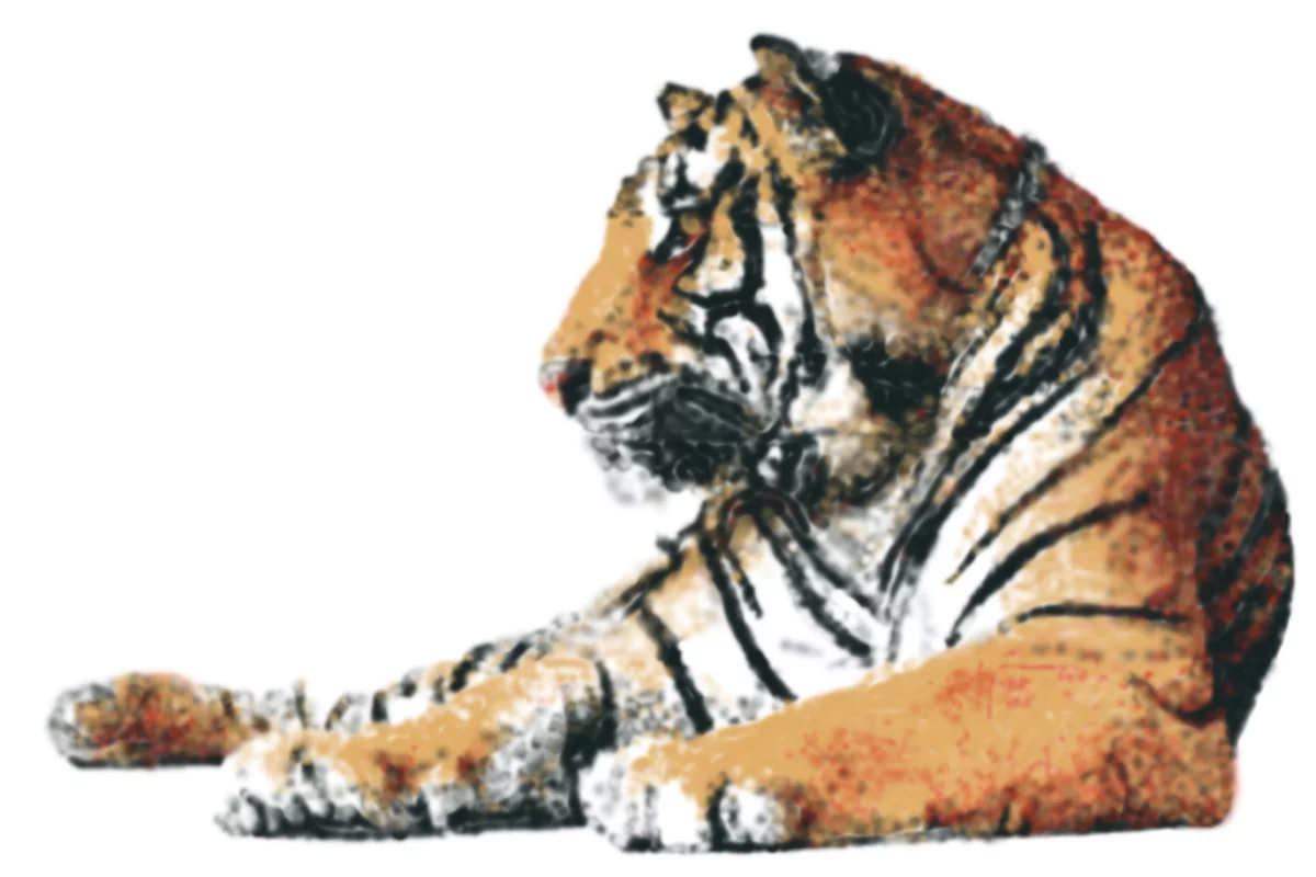 This spray-painted tiger was created using only four colors of spray paint