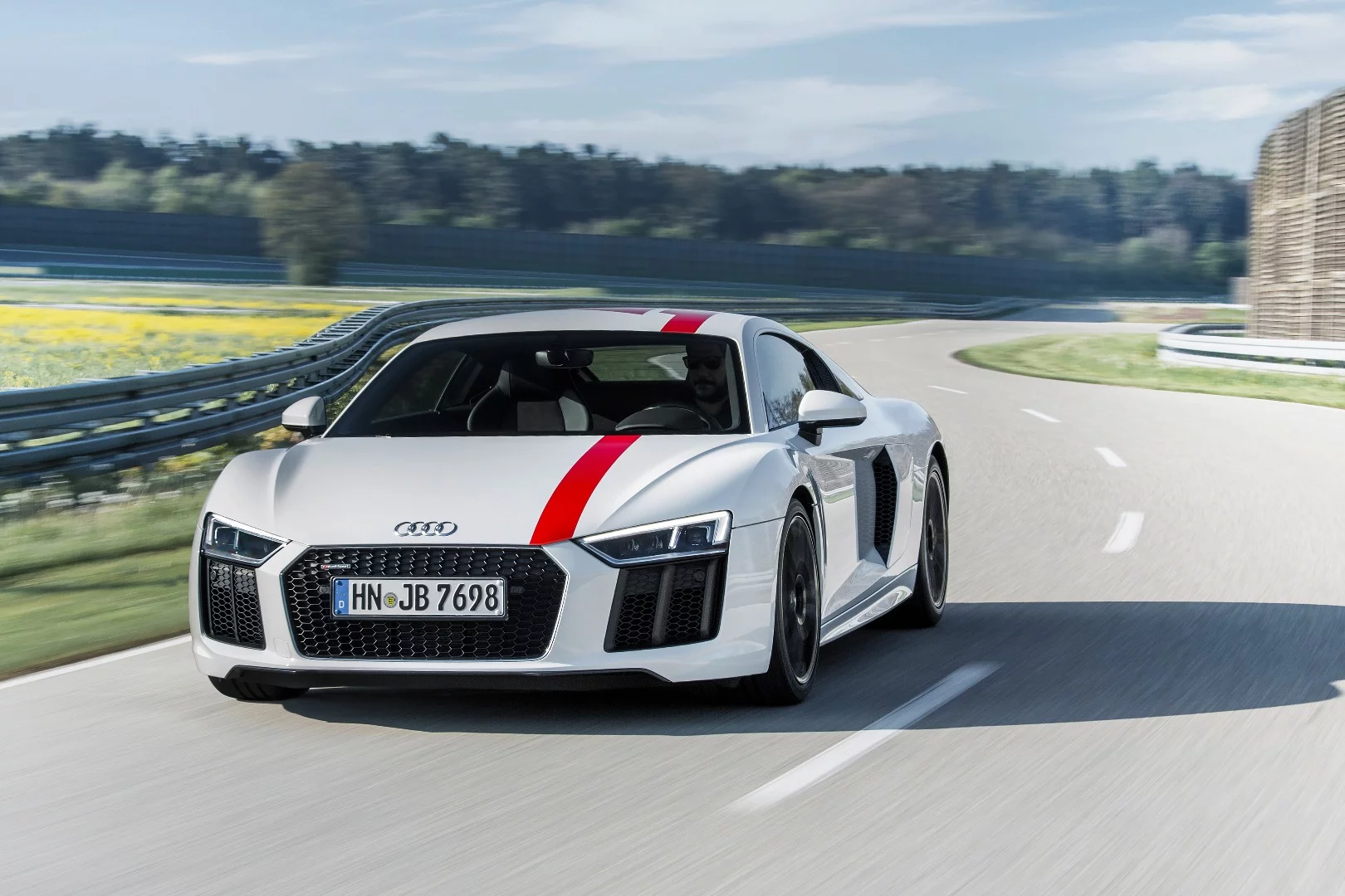 The Audi R8 V10 RWS on the move