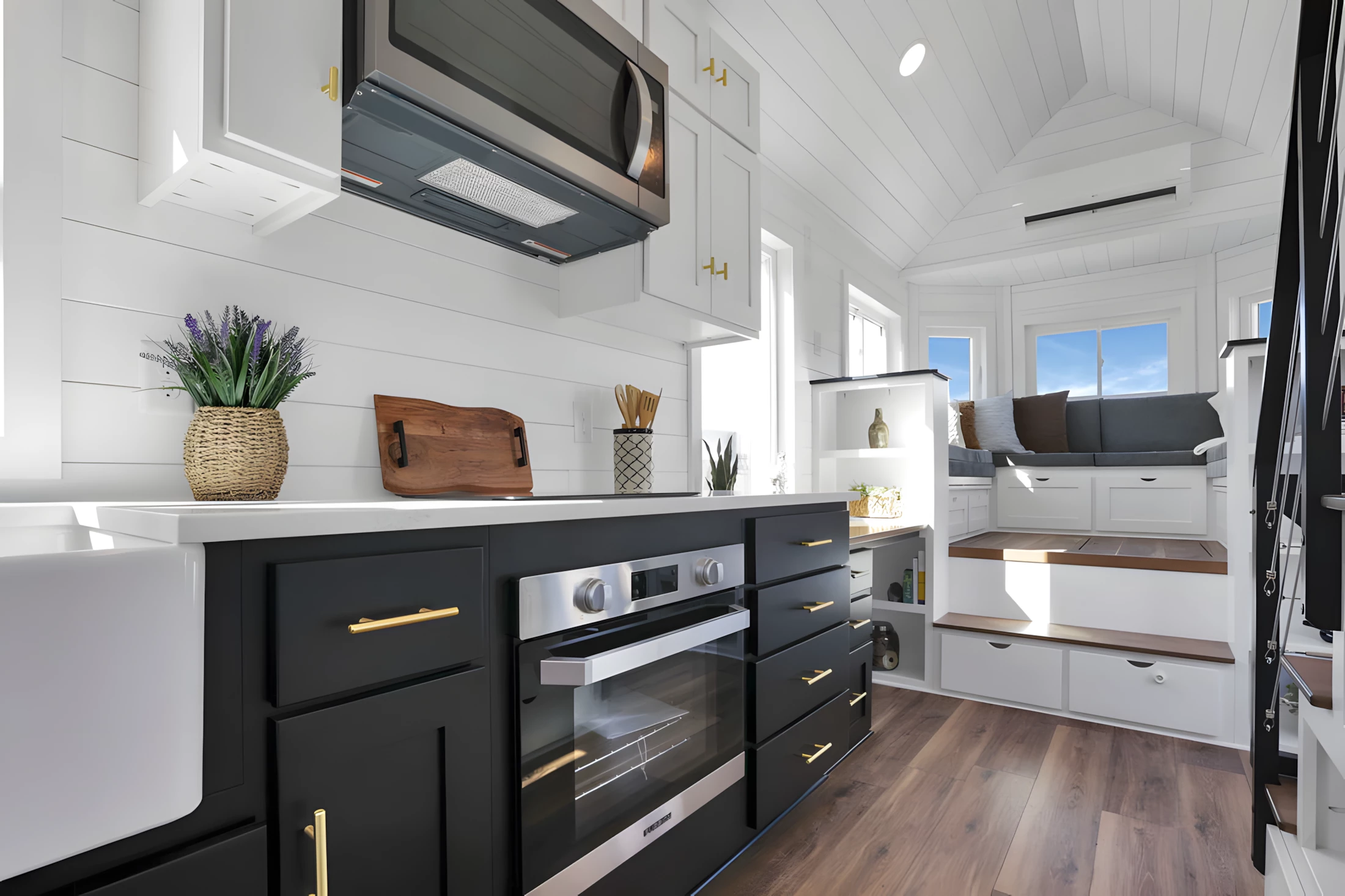 The Shadow's kitchen includes an oven and induction stove