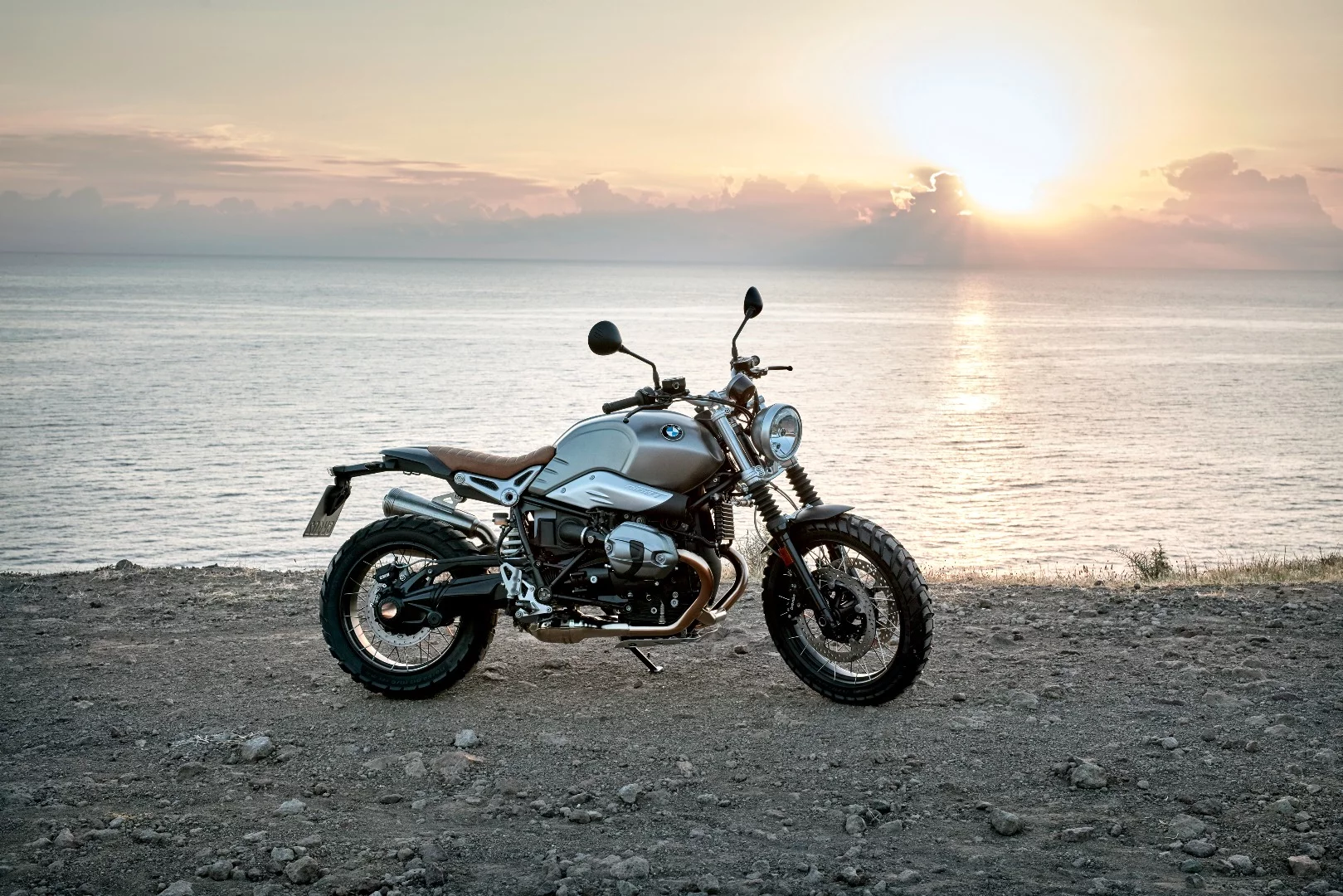 On the beach with the new BMW R nine T Scrambler