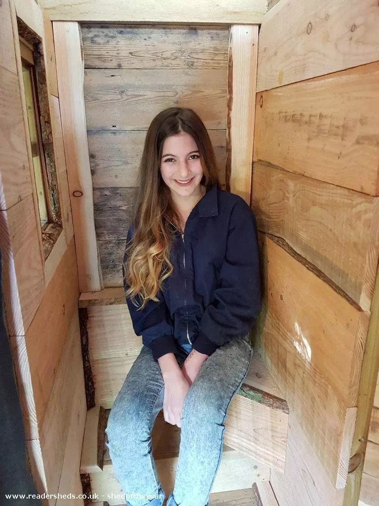 Mushroom House creator Ben Swanborough was given £500 by his daughter (pictured) and asked to build her a small cabin in the shape of a mushroom