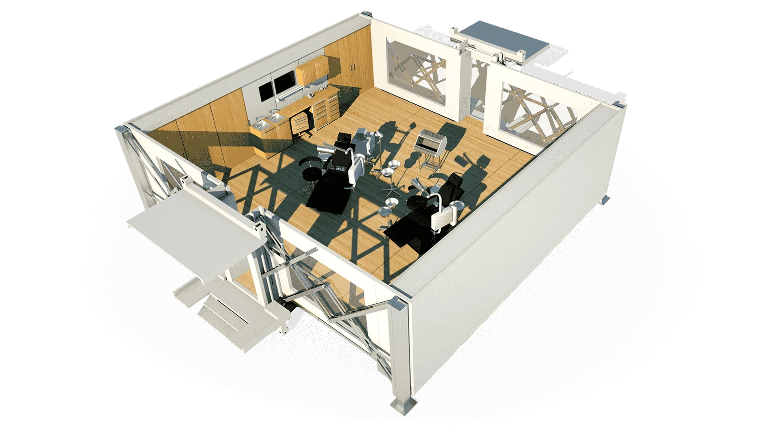 The system can be used as an open plan office