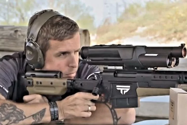 TriggerPoint's president test-firing the TriggerPoint XS1 tactical/sniper rifle