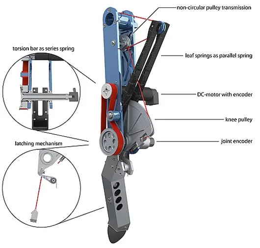 Delft University's planar running robot Phides employs the fiberglass leaf springs from a crossbow in its design