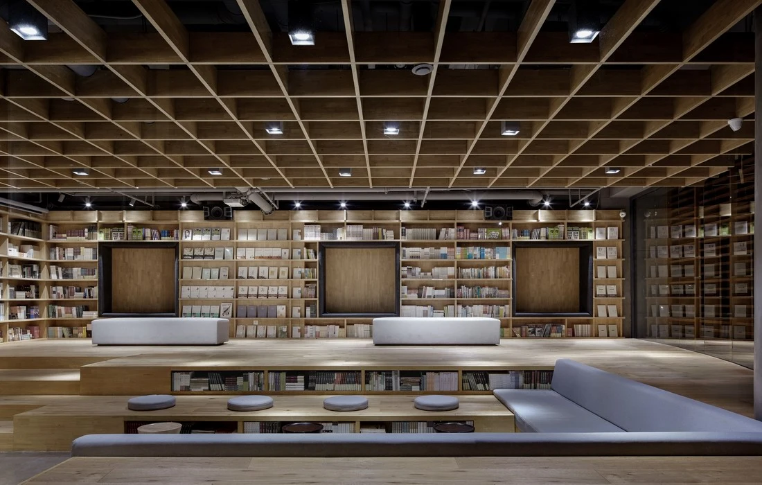 The interior of China's Baoding Xinhua Bookstore, by Beijing Fenghemuchen Space Design, won a "Highly Commended" award at the 2017 Inside Awards