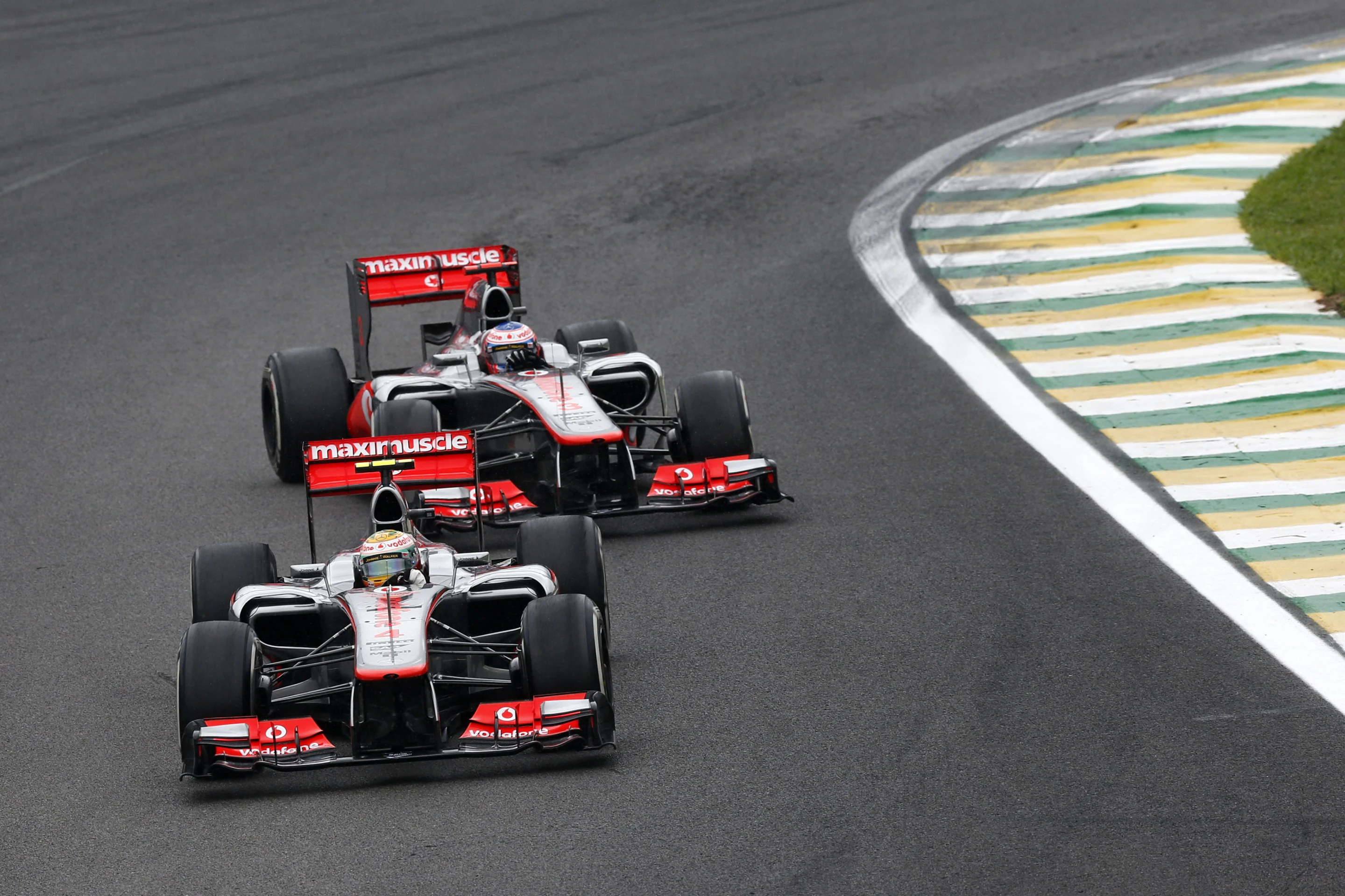 Twin MP4-28s vying for position in 2013