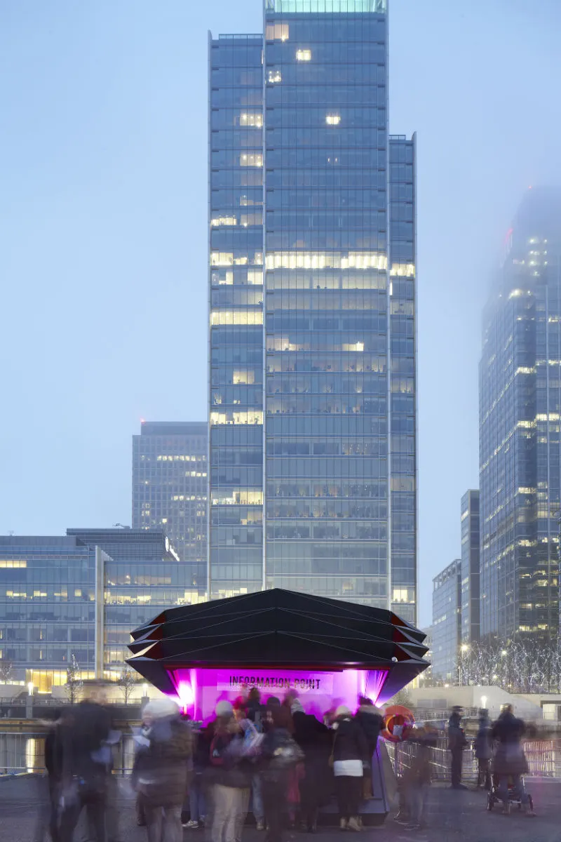 A front-view of the kiosk in use