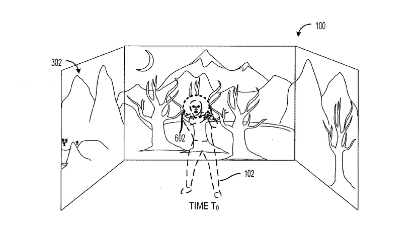 The Microsoft patent application puts you literally in the game, with the visuals appearing in front, behind, and to the sides of the player