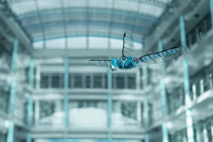 The BionicOpter robot dragonfly is capable of maneuvering in all directions, hovering in mid-air and gliding without beating its wings