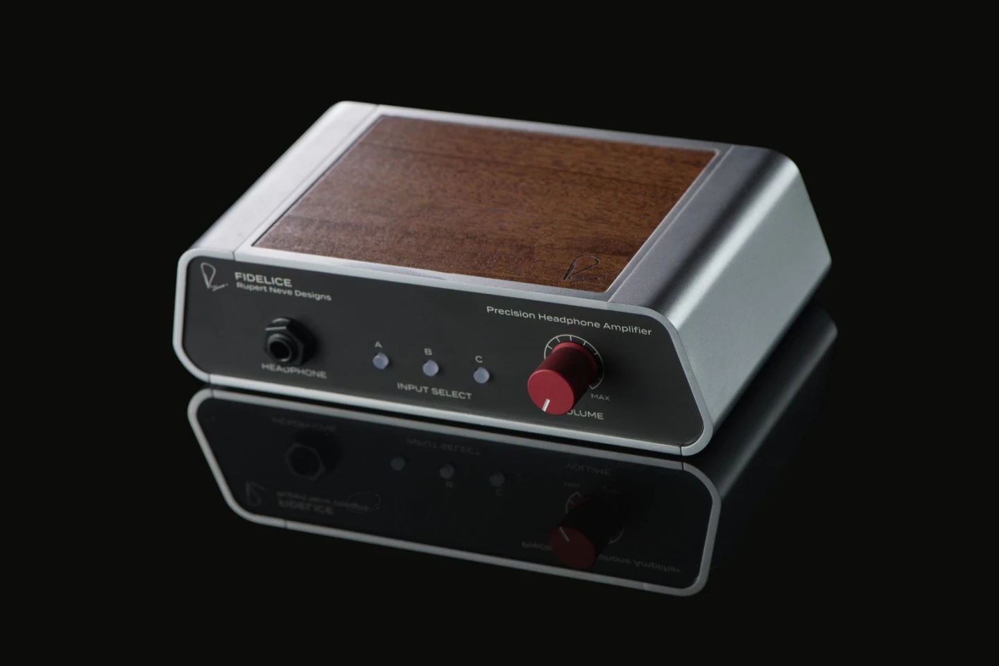 The Fidelice Precision Headphone Amplifier is a reference quality 24 V headphone amp with three sets of inputs calibrated for optimum level and impedance