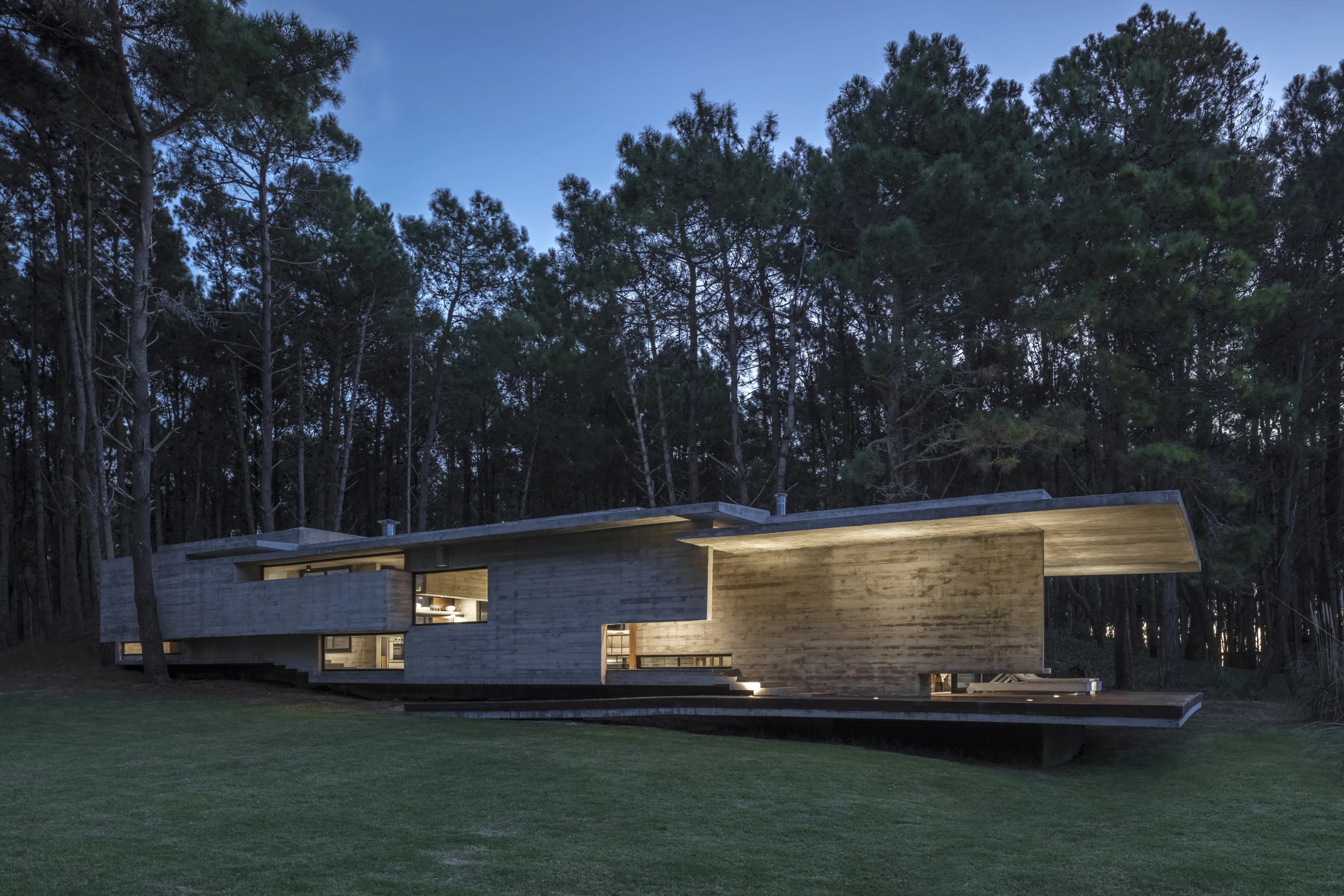 The 150-sq-m (1,600-sq-ft) Forest House is built on a gentle slope
