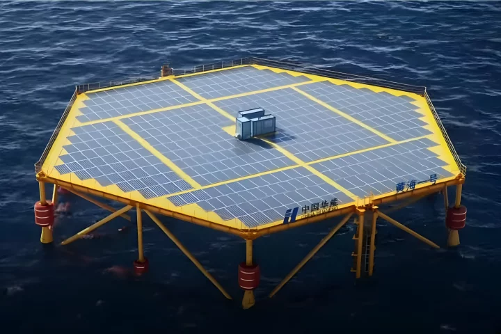 The wave-resistant solar platform will be tested for a year following installation at the Huaneng's offshore wind farm in the Yellow Sea