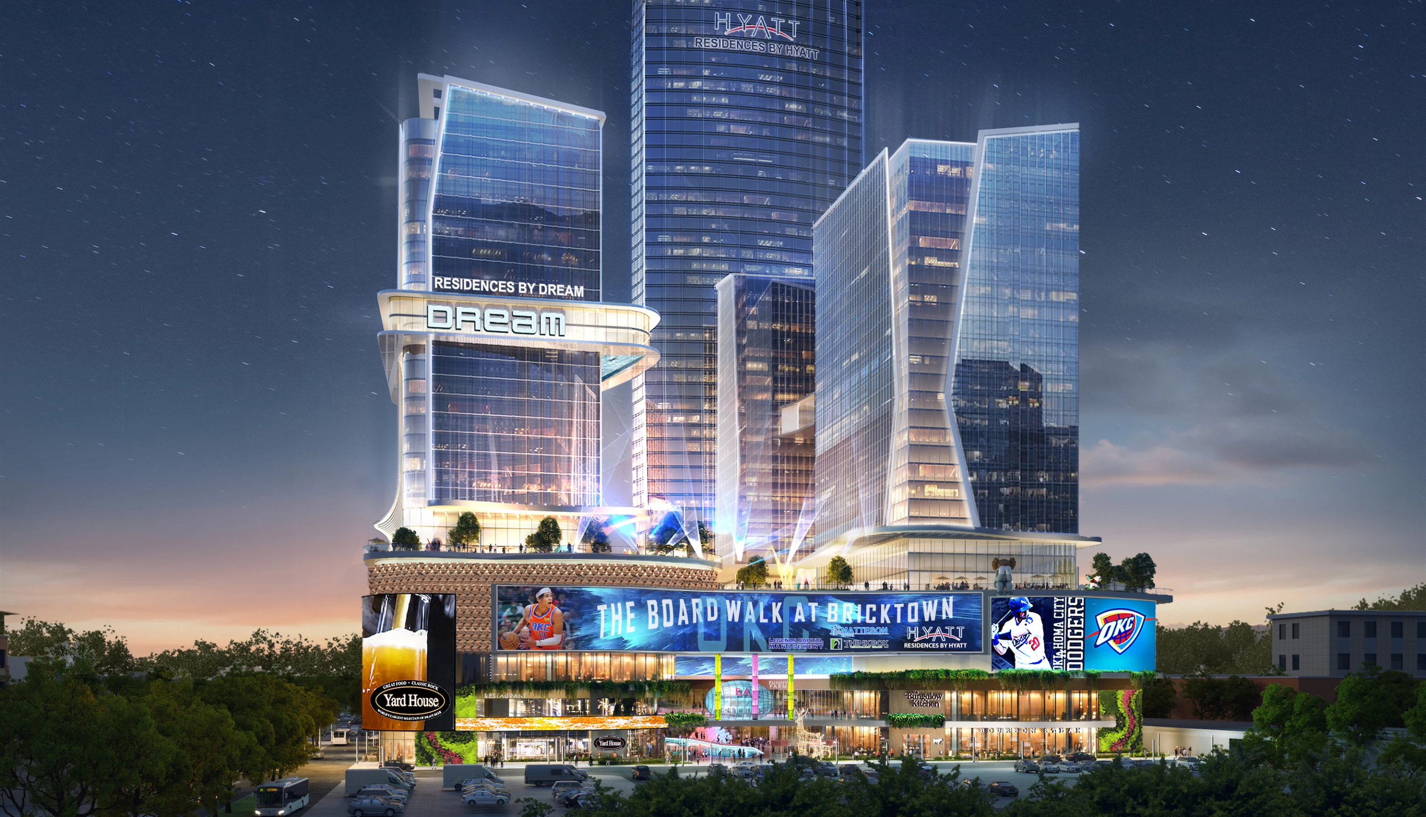 The Legends Tower will include three smaller towers reaching a height of 345 ft (105 m)