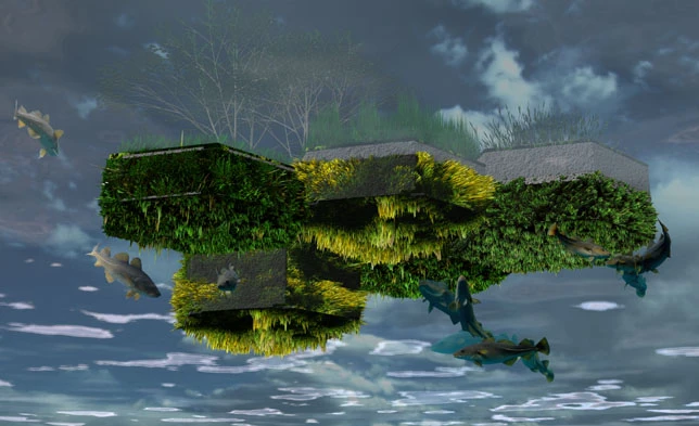 The recycled plastic blocks that make up the Recycled Park will serve as a habitat for micro and macro fauna above and below the waterline