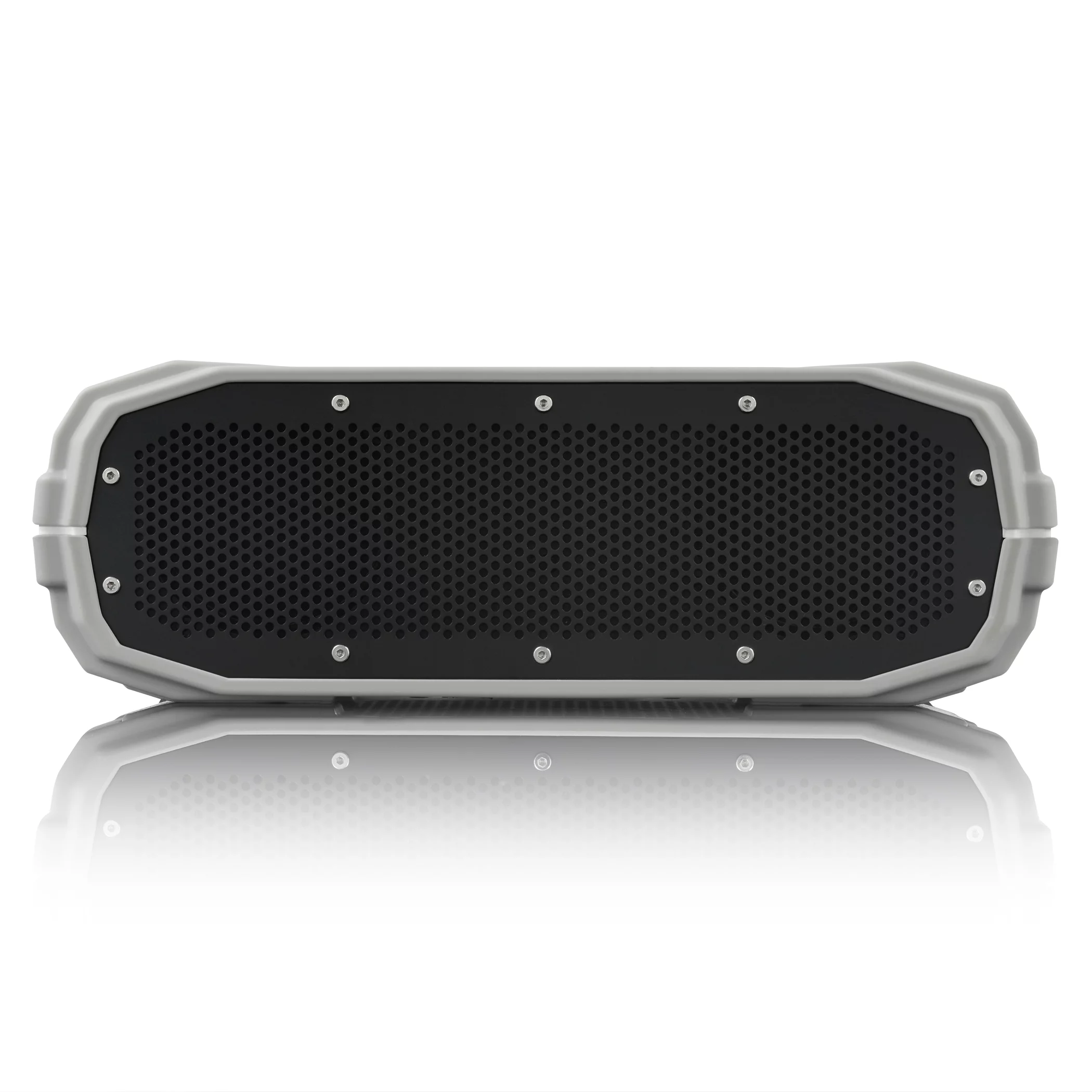 The portable wireless speaker features two custom HD drivers and an omnidirectional passive bass radiator