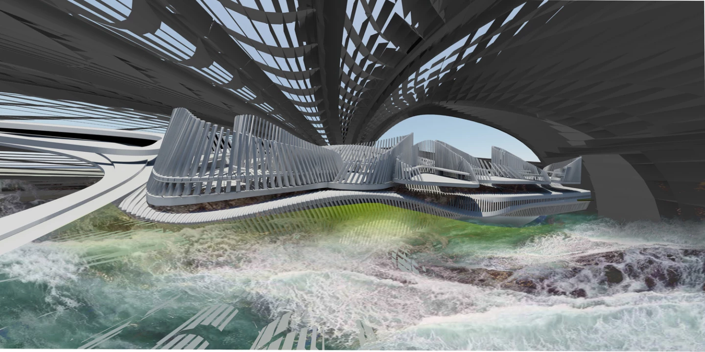 The Recycled Ocean Plastic Resort would include hotel rooms inside and areas to camp outside