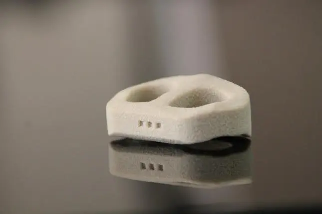 The 3D-printed spine cage produced at Medicrea