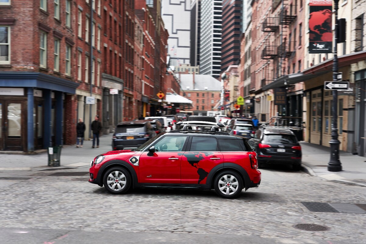 The Mini Countryman Panamericana is upgraded with extra lighting and a roof rack with spare wheel