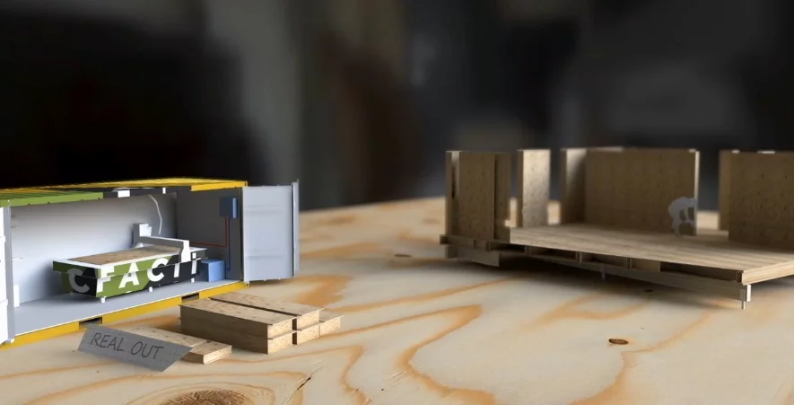 The house gets manufactured and built on-site