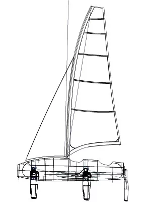 Line drawing of the wFoil 18 Albatross with sail