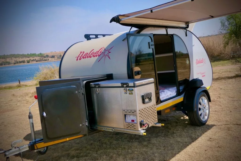 The Naledi Camper includes a 50-L National Luna fridge/freezer on a slide-out