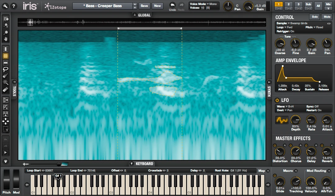 The real power of Iris comes from using the suite's intuitive visual drawing engine and selection tools such as Magic Wand and Lasso used to highlight visually interesting portions of the source audio and uncover brand new sounds