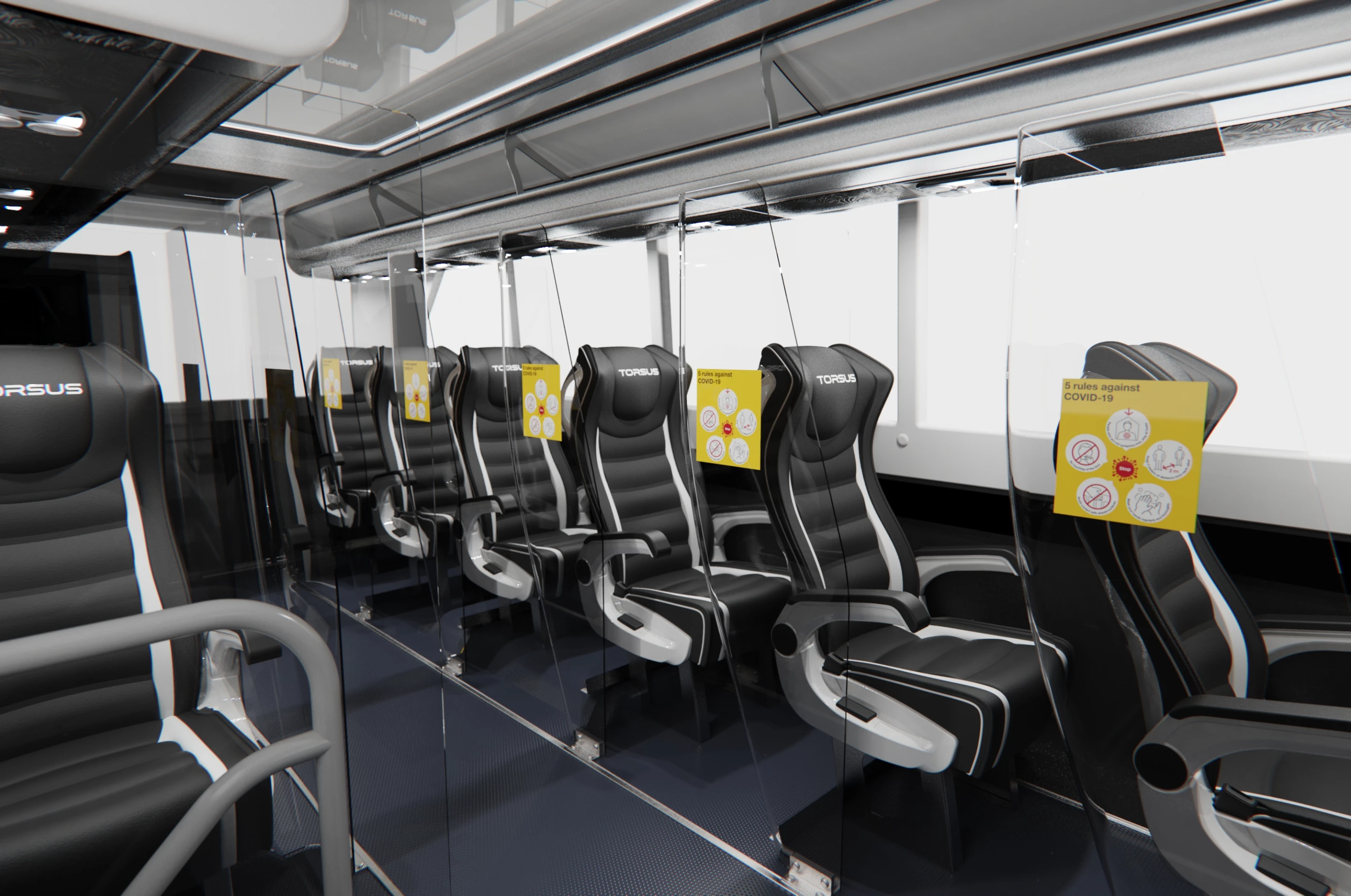 Torsus uses 3.5-mm plastic to create barriers between seats