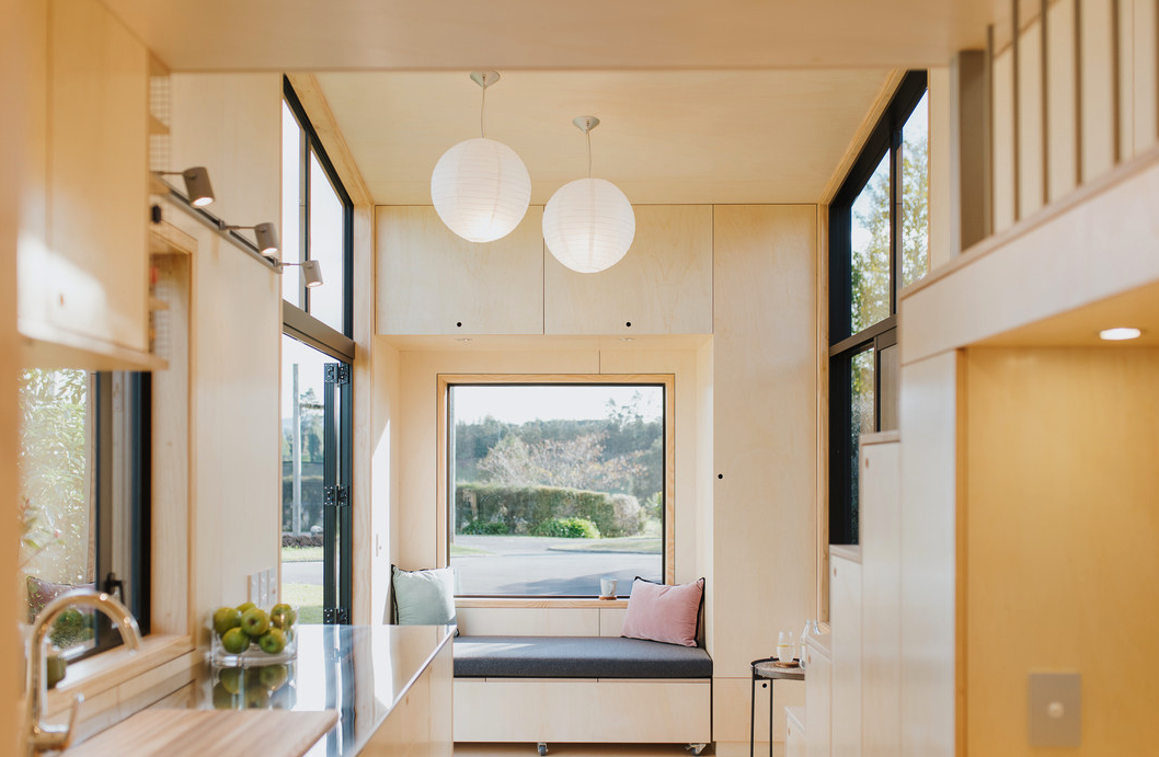 The First Light Tiny House is light-filled and relatively spacious
