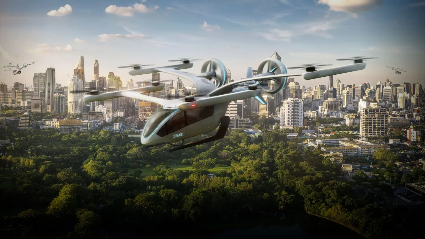 The Eve aircraft appears to take around four passengers and a pilot
