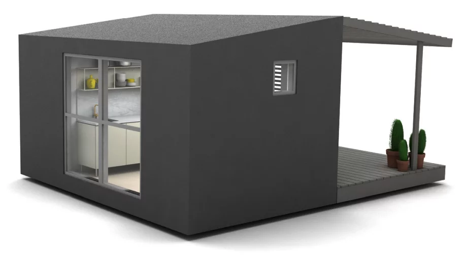 A rear-corner view of the Mini House Wide (Image: Jonas Wagell)