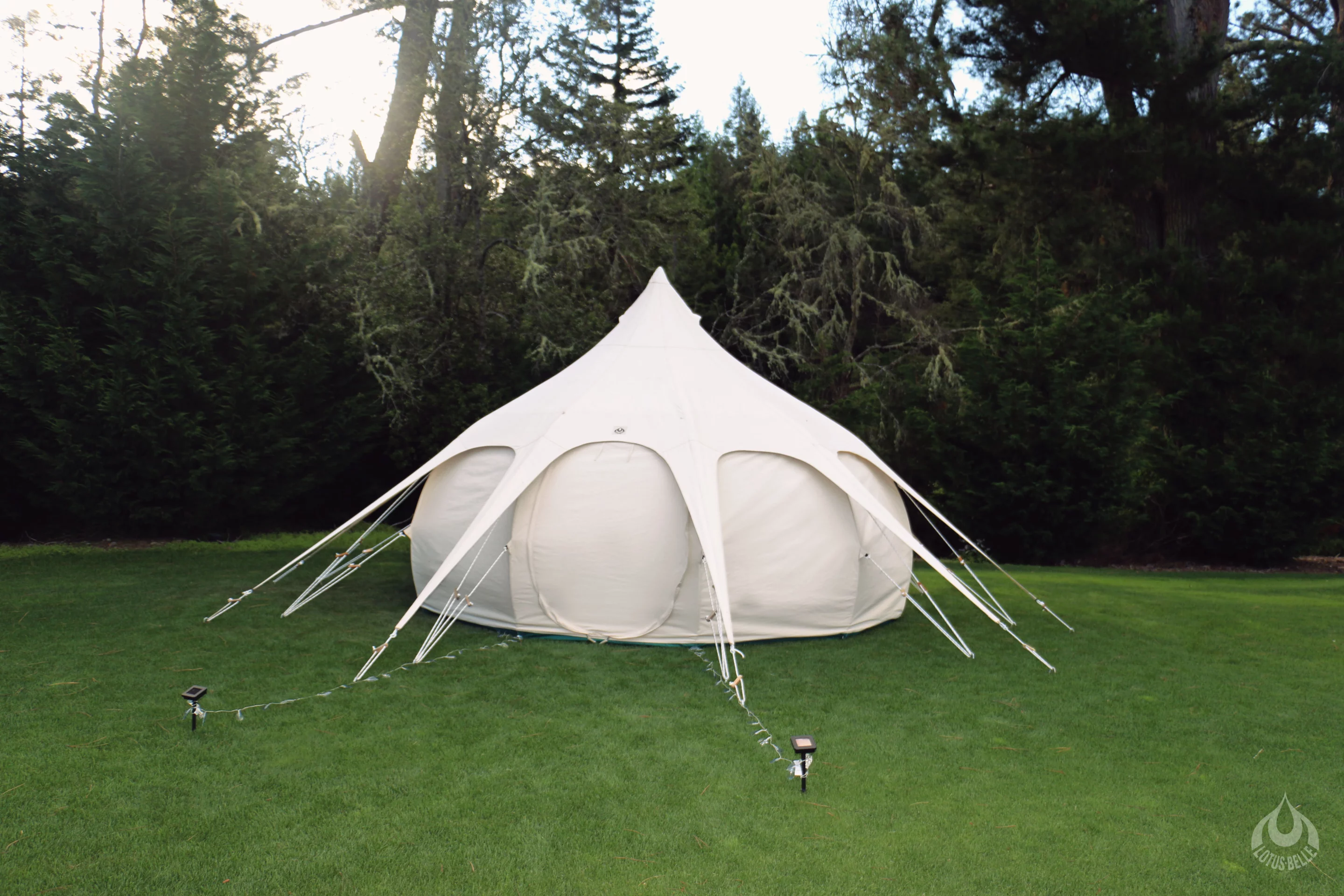 The tent takes as little as 45 minutes to erect and the design packs down into a banana shaped bag
