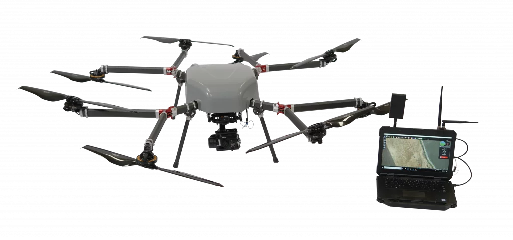 The standard Perimeter 8 drone has a video and control range of 62 miles (100 km)